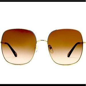NWOT Chloe Gold and Brown Gradient Squared Oversized Sunglasses